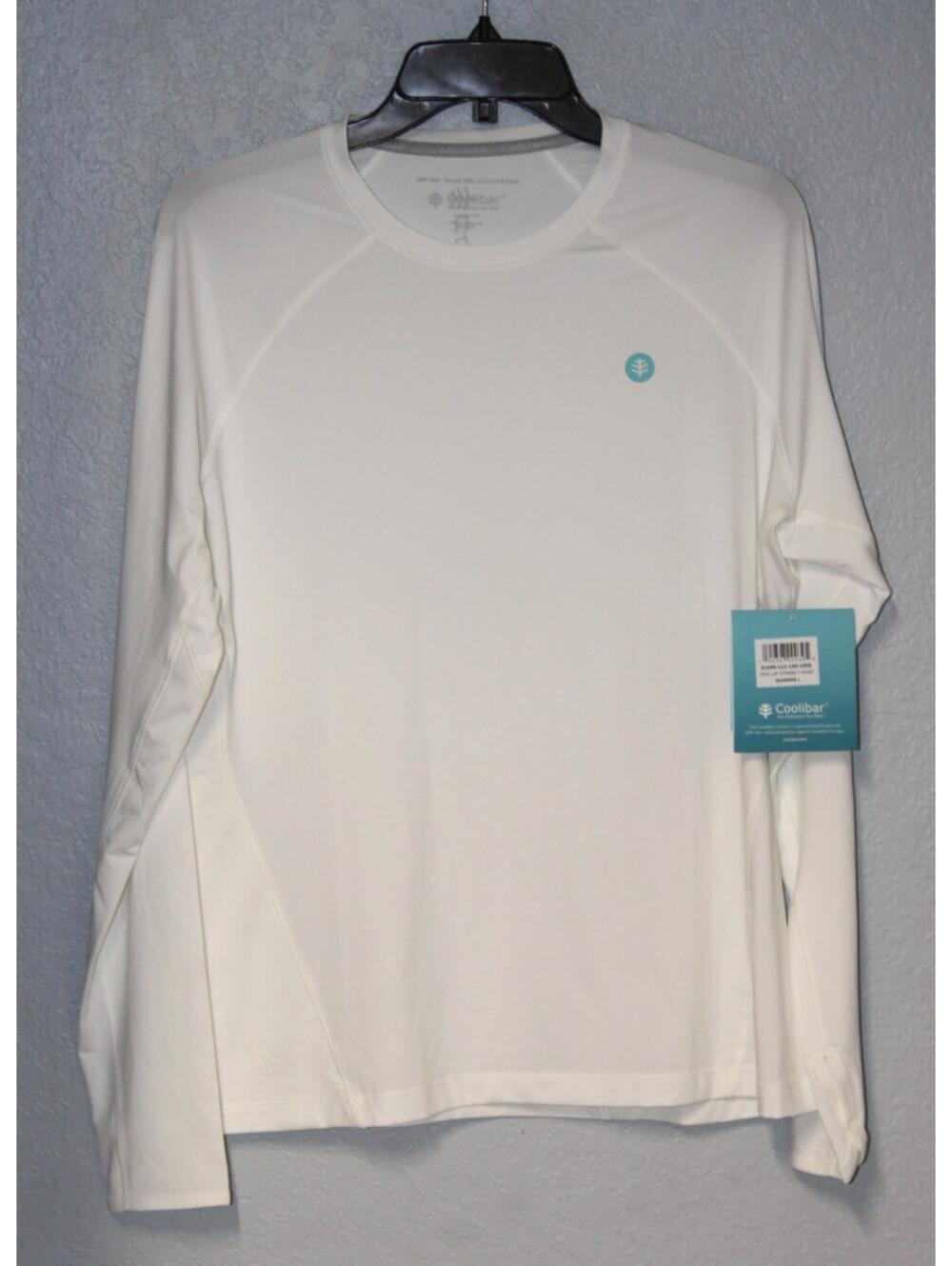 NEW Coolibar Devi L/S Fitness T-Shirt Women LARGE UPF Sun Rash Guard Zip Pocket